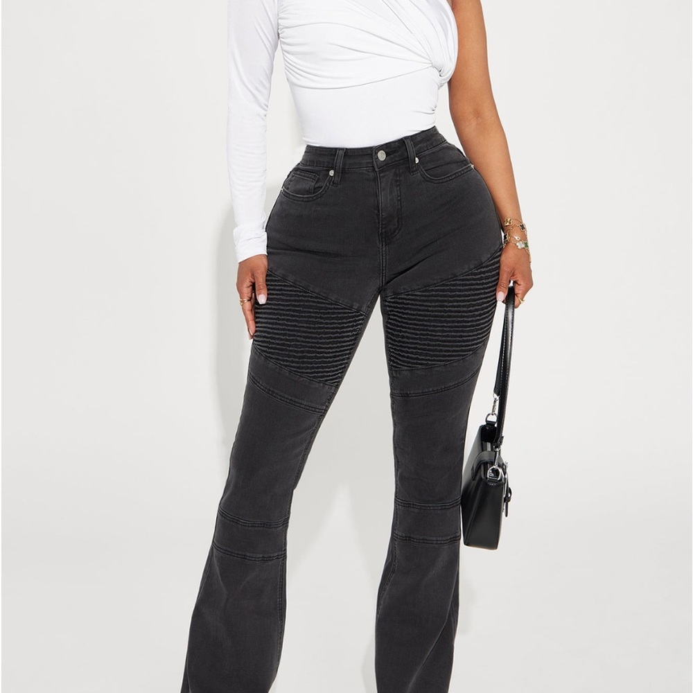 Just his type moto flare jeans-black wash(fashion nova)